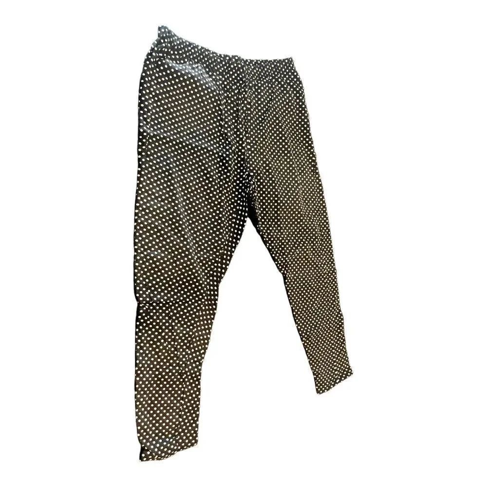 NWOT Woman Within Pull On Black & White Polka Dot Cotton Pant Size Large (18/20)
